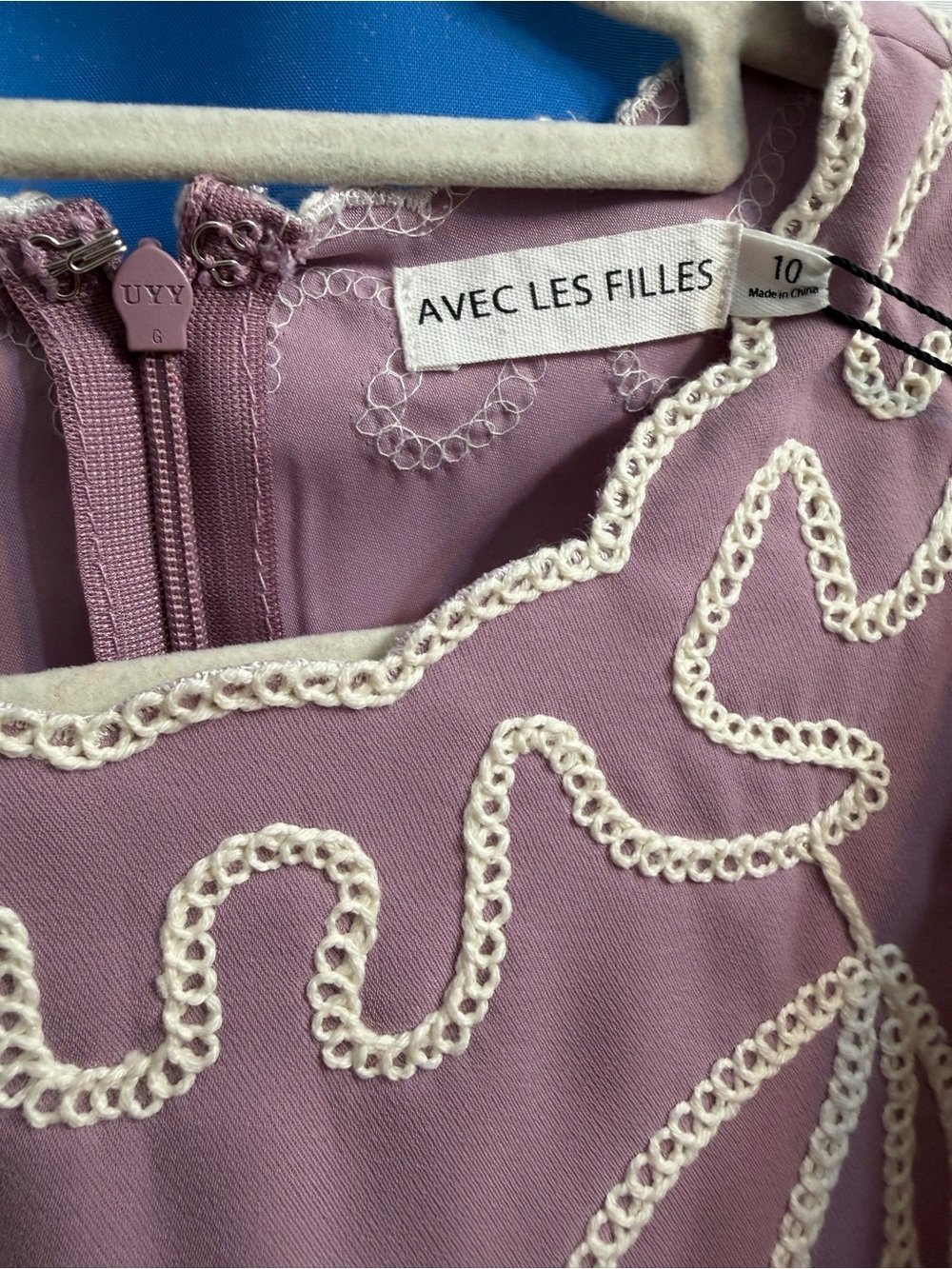 NWT Avec Les Filles Mauve Embroidered Sleeveless Dress size 10 - Picture 3 of 5